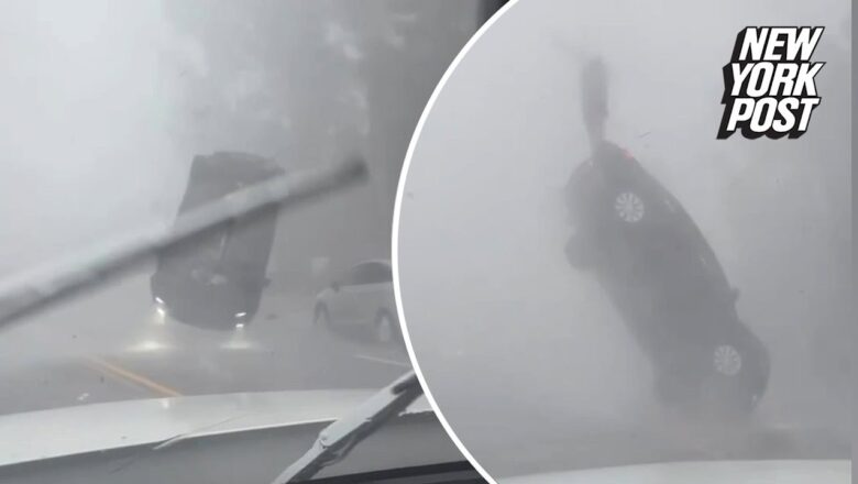 Dramatic video shows a tornado sending a car flying into another vehicle on South Carolina highway