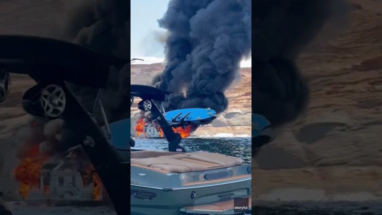 Houseboat engulfed in flames prompts passengers to jump into water #Shorts