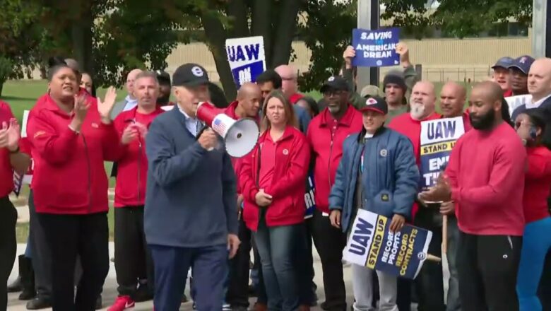 Joe Biden becomes 1st modern U.S. president to join a picket line | UAW strike in Michigan