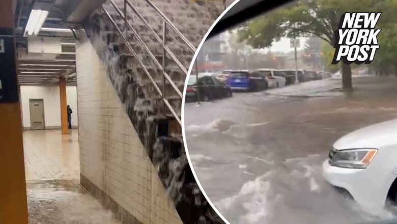 NYC streets turn into raging rivers during epic downpour flooding roads and subways