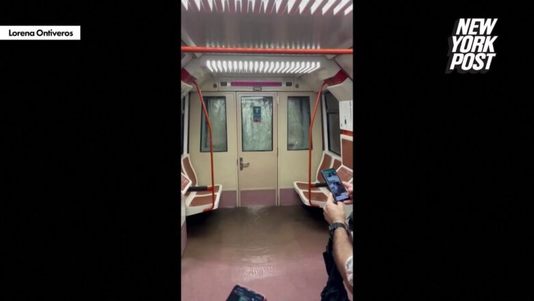 Scary moment Madrid commuters are caught in flooded metro