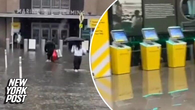 Wild videos show flooded LaGuardia Airport terminal, travelers attempting to flee ankle-deep waters