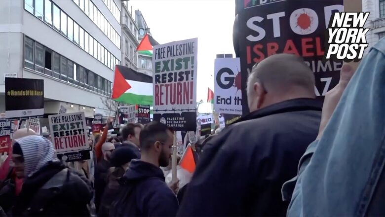 Massive anti-Israel protests start in London as police threaten to arrest Hamas supporters