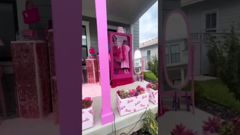 Watch: Barbie comes to life for Halloween on this Barbieland street #Shorts