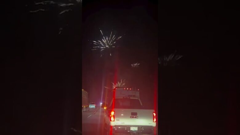 Fireworks explode over stopped highway after accident #Shorts