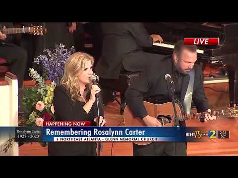 Garth Brooks and Trisha Yearwood perform “Imagine” at memorial for Rosalynn Carter