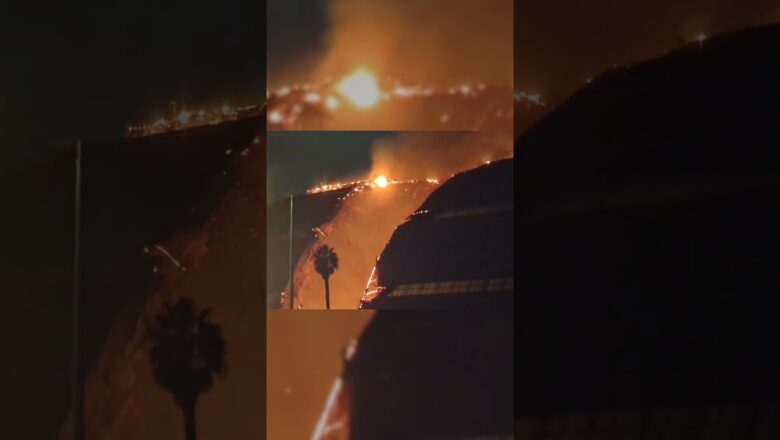 Massive fire erupts at historic WWII hangar in California, damages the structure #Shorts