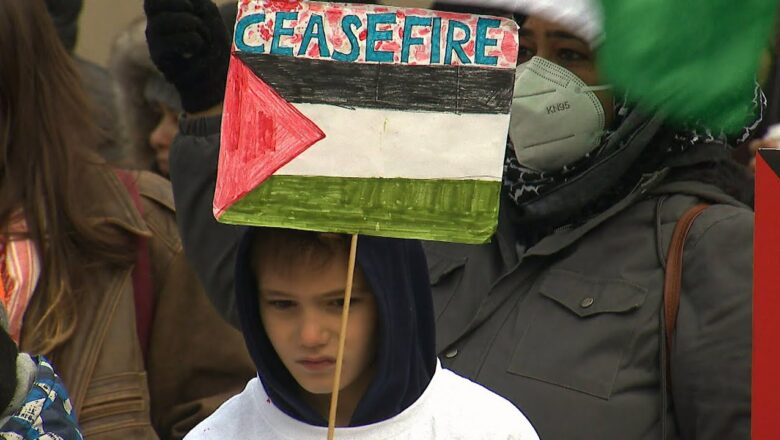 Protesters mourn the thousands of Palestinian children killed in conflict