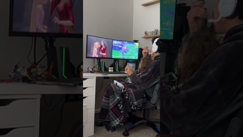 Wife captures sweet moment between gamer father and Disney daughter #Shorts