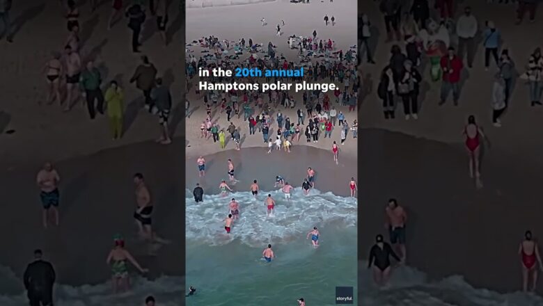 Over 300 people brave 46 degree water in Hamptons polar plunge #Shorts