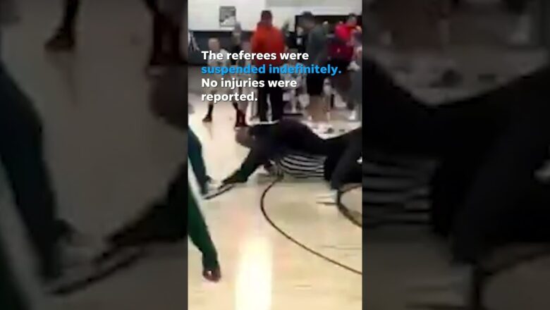 Referee fistfight ends elementary basketball game #Shorts