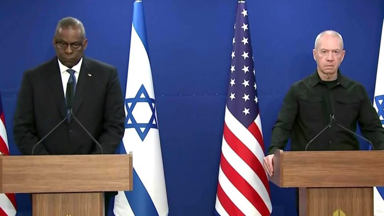 U.S. defense secretary and Israeli defense minister speak jointly at a press conference in Tel Aviv