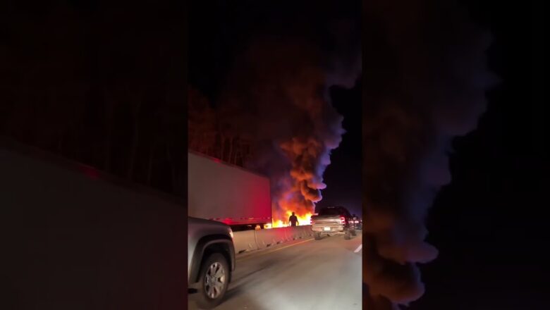 Watch: Small plane fire shuts down interstate #Shorts