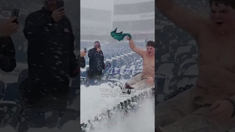 Buffalo Bills fans make snow slide while shoveling stadium #Shorts