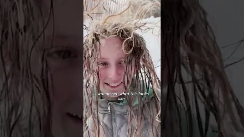 Mother-daughter duo experiments with arctic cold, freezes hair #Shorts