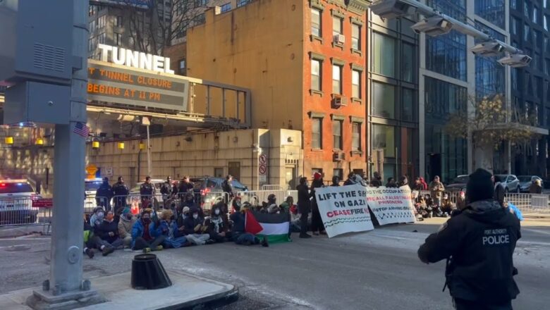 Pro-Palestine demonstrators block entrance to Holland Tunnel in N.Y.