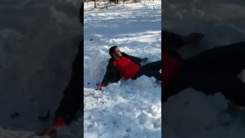 Ice Fall Fail! 😂☃️ #Snowman #Fail #Funny #shorts