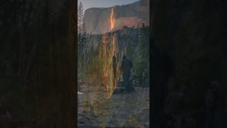 Visitors watch ‘firefall’ illusion created at sunset in California #Shorts