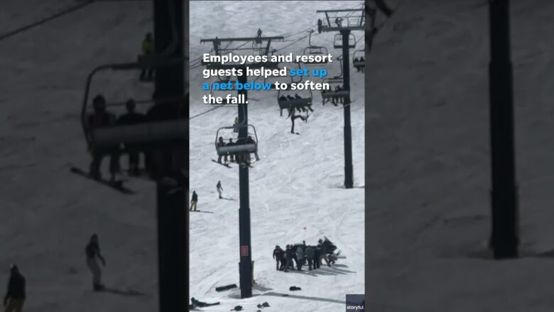 Watch: Teenage girl falls from ski resort chairlift #Shorts