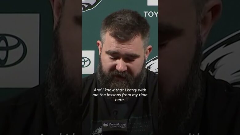 Watch: Travis Kelce hugs Jason Kelce after tearful announcement #Shorts