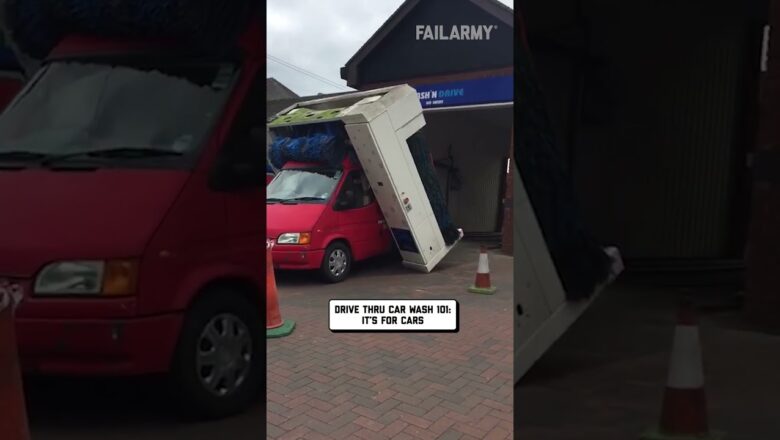 Delivery Van Destroys A Car Wash