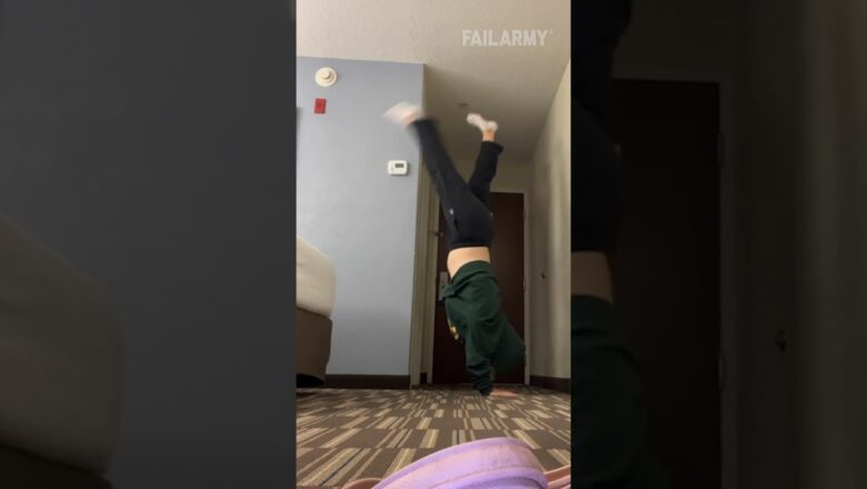 Girl Hits Wall Doing Handstand