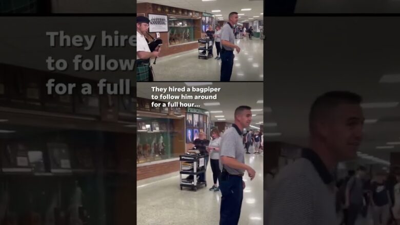 Illinois students hire bagpiper to follow principal for senior prank #Shorts