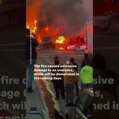 Tanker fire in Connecticut backs up traffic along busy I-95 #Shorts