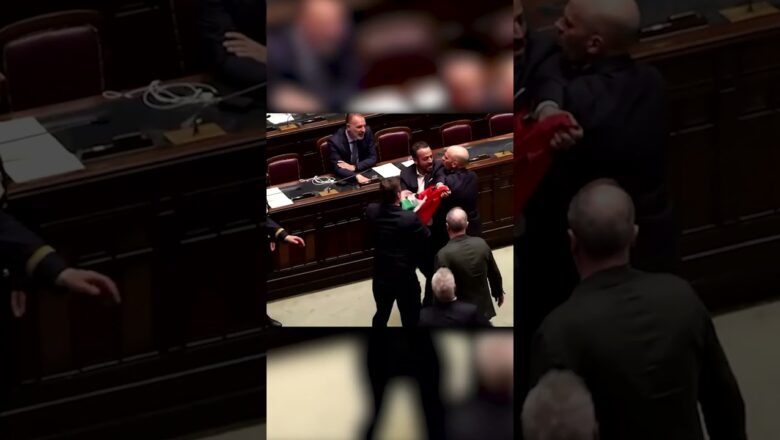 Brawl breaks out in Italian parliament sending one lawmaker to hospital #Shorts