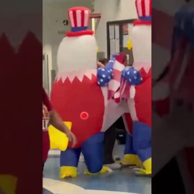 Friends greet study abroad students with American eagle inflatables #Shorts