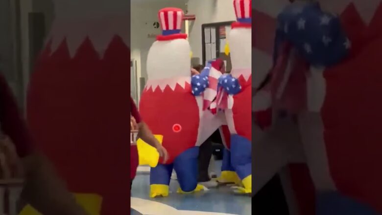 Friends greet study abroad students with American eagle inflatables #Shorts