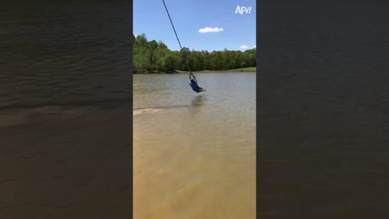 He was lucky just once🏞️😂 #shorts #rope #swing #fail #fall #fun #afv