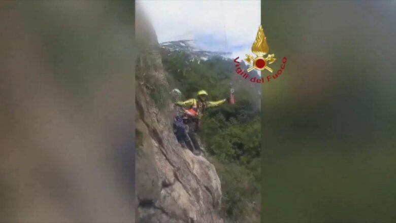 Italian firefighters save climber in intense mountain rescue