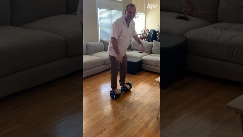 Too many spins 🛹😂 #shorts #hoverboard #dad #fail #fun #afv