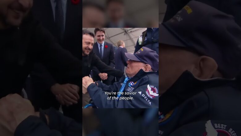 Watch: Zelenskyy and WWII veteran hug at a D-Day commemorative event in France #Shorts