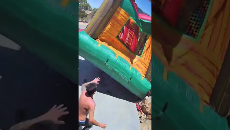 Dramatic video shows bounce house flying away in wind #Shorts