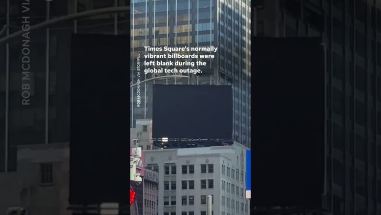 Global tech outage turns Times Square’s vibrant billboards black #Shorts