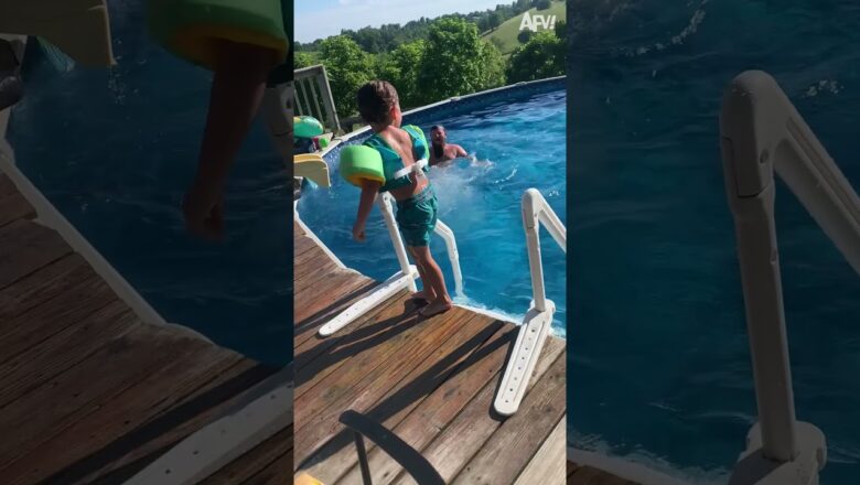 He’s been on a slide before, right? #shorts #slide #pool #summer