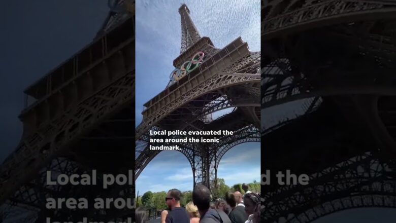 Person spotted climbing Eiffel Tower on Olympics’ last day #Shorts