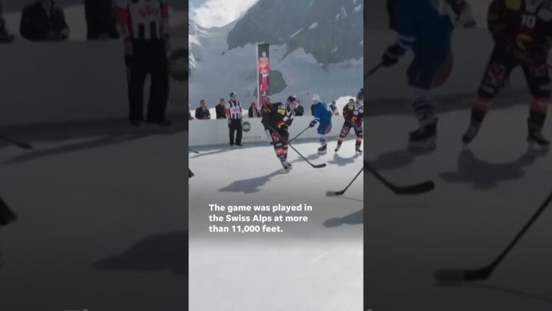 Teams face-off in the highest ice hockey game in the world #Shorts