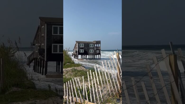 Watch: House floats into the Atlantic Ocean during Hurricane Ernesto #Shorts