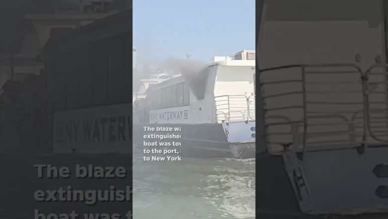 Dramatic video: Ferry goes up in flames in New Jersey #Shorts