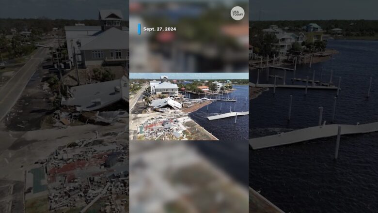 Drone shows Steinhatchee, FL, before and after Hurricane Helene #Shorts