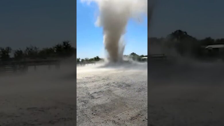 Intense moment dust devil swirls through worker #Shorts