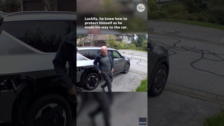 Man stays calm as he comes face-to-face with bear in his garage #Shorts