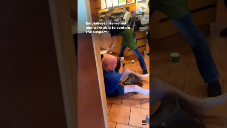 Watch: Panera Bread employees work together to stop violent customer #Shorts