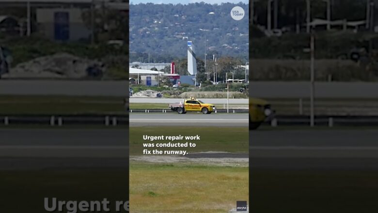 Watch: Scary moment as plane rips up portion of runway during takeoff #Shorts