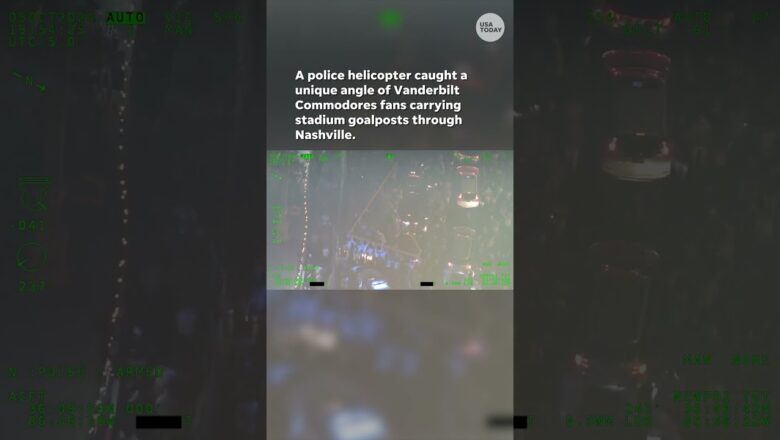 Aerial video: Police helicopter follows Vanderbilt fans down Broadway #Shorts