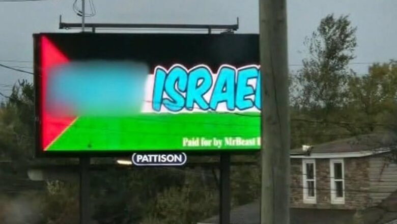 Anti-Israel sign displayed on electronic billboard in New Brunswick