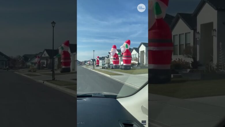 Giant Santa Clauses pack neighborhood #Shorts